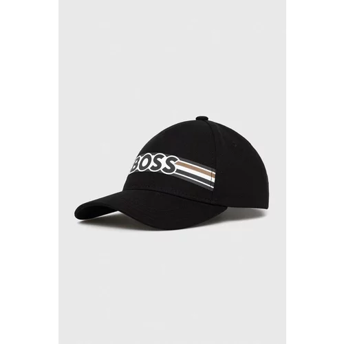 Boss Pamučna kapa sa šiltom boja: crna, s tiskom