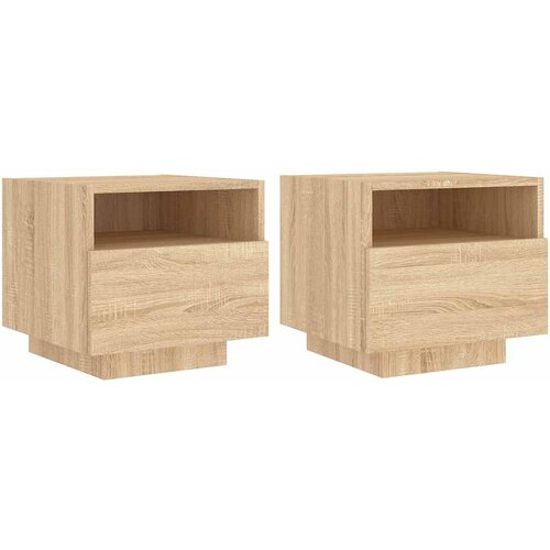  Noćni ormarići s LED svjetlima 2 kom boja hrasta 40x39x37 cm Slike