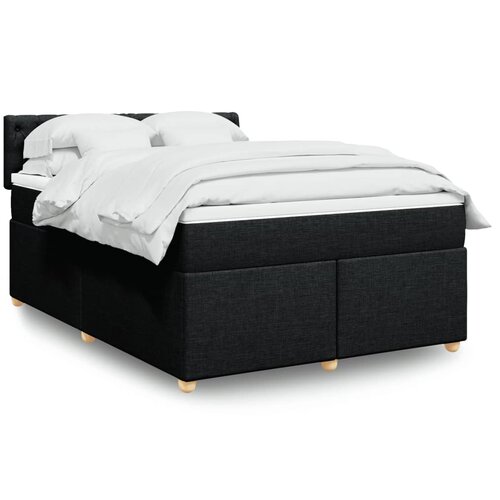 vidaXL Box spring postelja z vzmetnico črna 160x200 cm blago Cene