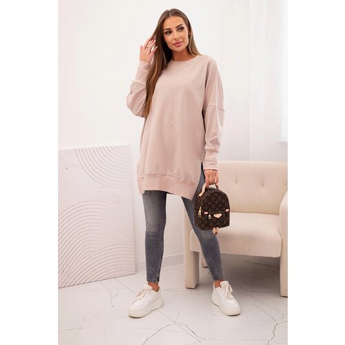 Kesi Women's cotton sweatshirt with a wide hem beige Cijene