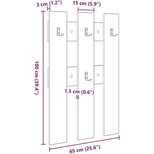  Vje&amp;scaron;alica za kapute na zidu Zidne Bijelo 65 x 3 x 100 cm Slike