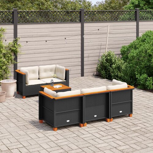 vidaXL 6-dijelni set vrtnih sofa s jastucima crni od poliratana Cijene
