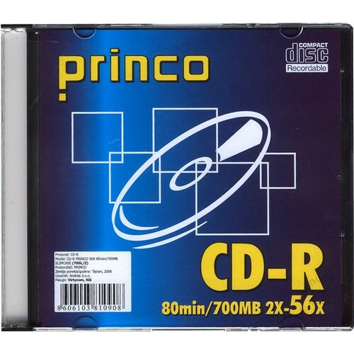 Princo CD-R 700MB 52X SLIM CASE disk Slike