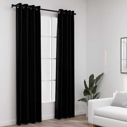 vidaXL Zavjese za zamračivanje s prstenima 2 kom crne 140 x 225 cm Cijene
