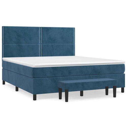 Maison Chic Box spring postelja - Vzmetna postelja z vzmetnico temno modra 180x200 cm žamet SL20657, (21893353) Cene