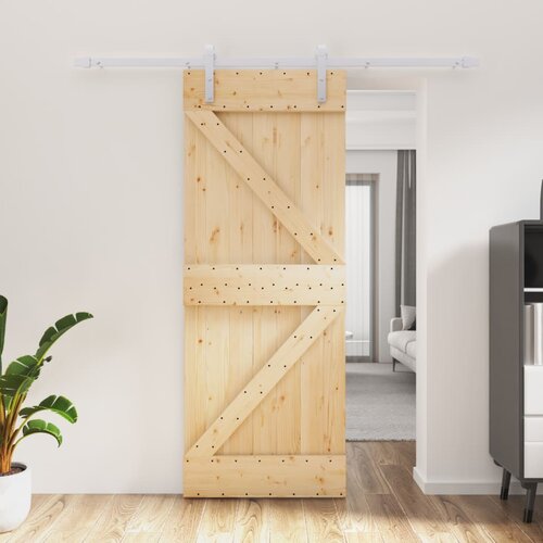 vidaXL Drsna vrata s kompletom vodil 80x210 cm trdna borovina Cene