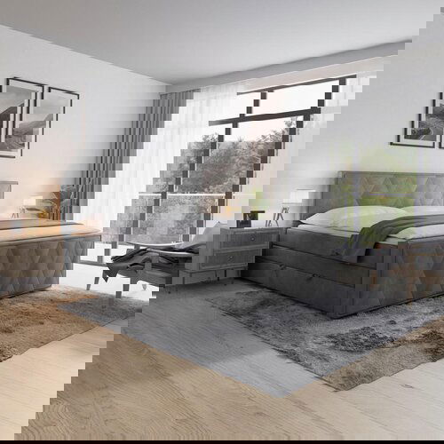 MID.YOU POSTELJA BOXSPRING 180 cm x 200 cm , kovina, umetna masa, tekstil, karton, leseni material svetlo siva Cene