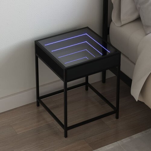 vidaXL Nočna mizica z neskončnimi LED črna 40x40x51 cm Cene