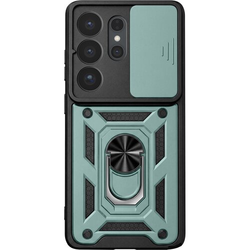 AVIZAR Etui za Galaxy S26 Ultra s prstanastim stojalom in drsnim pokrovčkom kamere, Zelena, (5000274318) Cene