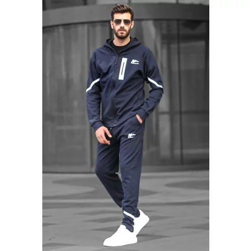 Madmext Hooded Navy Blue Men's Tracksuit Set 6813