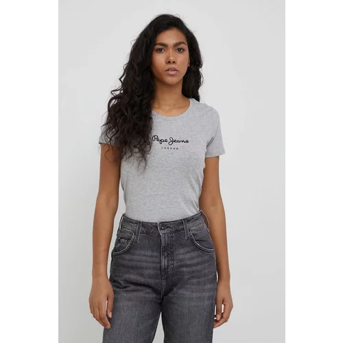 Pepe Jeans Majica kratkih rukava New Virginia Ss N za žene, boja: siva