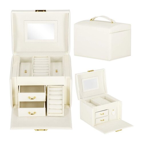 springos &Scaron;katla za nakit iz eko usnja 17,5x12x13,5 cm, krem ​​etui s prekati., (21631821) Cene