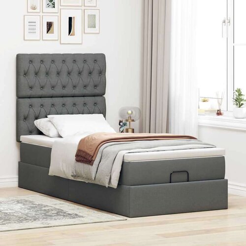 VidaXL Otomanski okvir kreveta s madraca tamnosivi 90x190cm tkanine Slike
