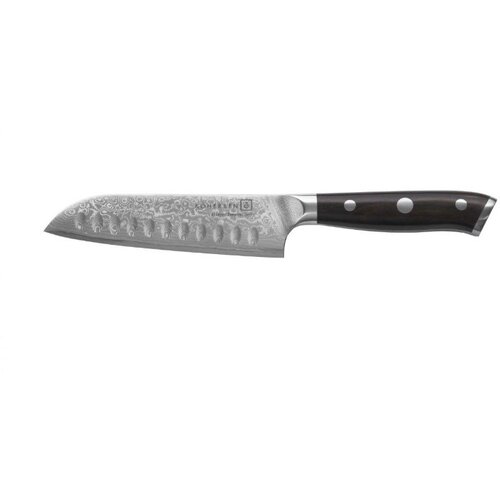 KOHERSEN Elegance Ebony Wood Santoku knife Damascus steel 12.7 cm Slike