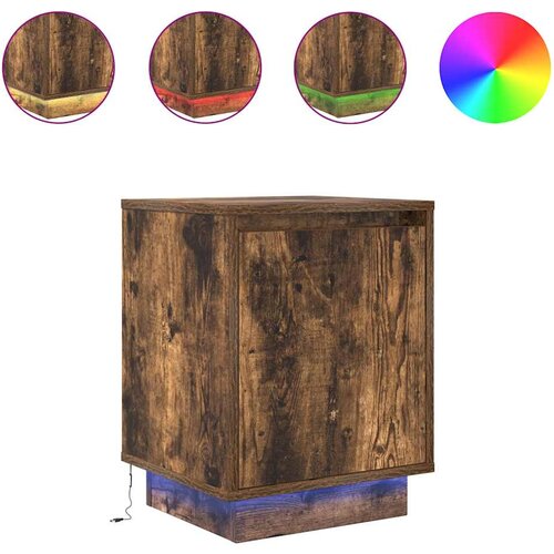 Maison Chic Dvo delni komplet Nočne omarice - Nočne mize z LED svetili Dimljen hrast 38x34x50 cm, (21689474) Cene