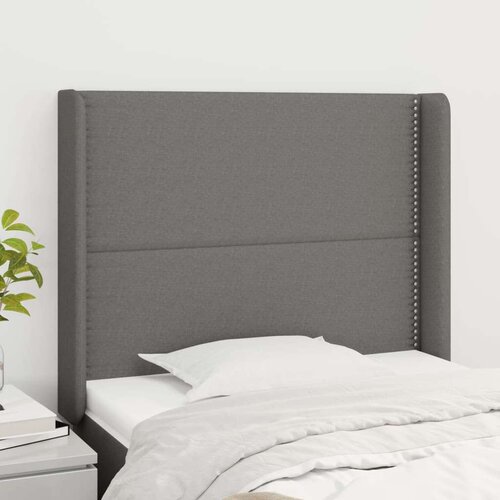  Uzglavlje s u&amp;scaron;ima tamnosivo 103x16x118/128 cm od tkanine Slike