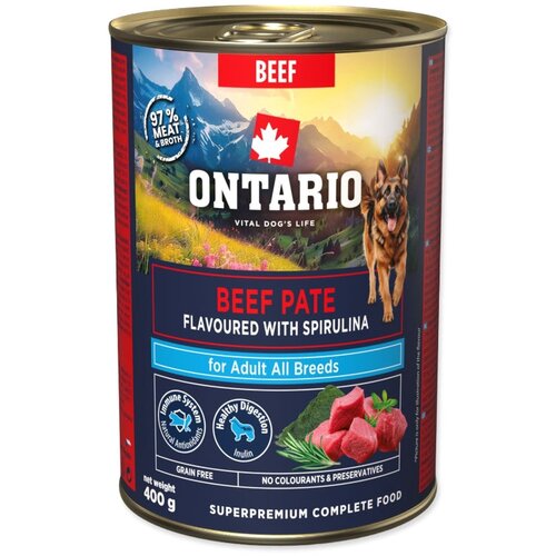 Ontario Dog Adult konzerva, pa&scaron;teta - govedina in spirulina 400 g Cene