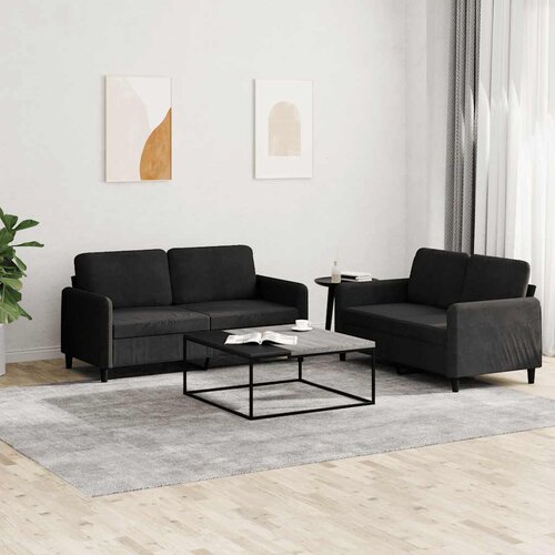  2-dijelni set sofa s jastucima crni baršunasti Cene