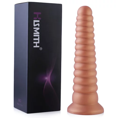 HiSmith HSD19 Silicone Tower Shape Anal Plug Dildo Suction Cup 10.2" Gold