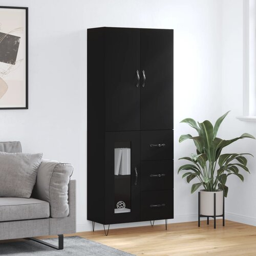 vidaXL Visoka komoda črna 69,5x34x180 cm inženirski les Cene
