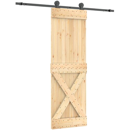  Klizna vrata Prirodna i crna 70 x 210 cm Čvrsta borovina Smeđa 200 x 5.5 x 210 cm Slike