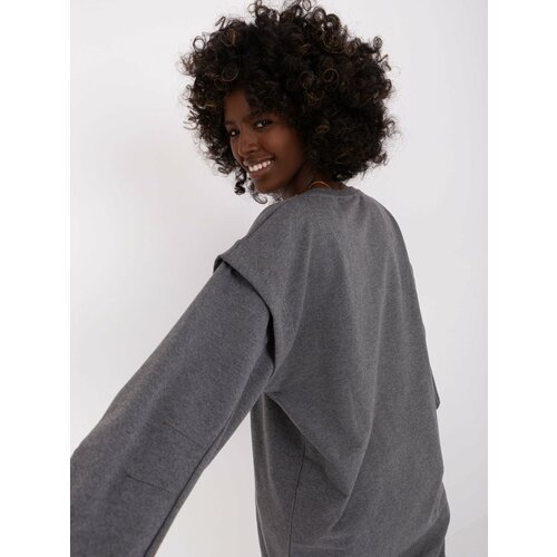 Fashion Hunters Dark grey long oversize sweatshirt Slike