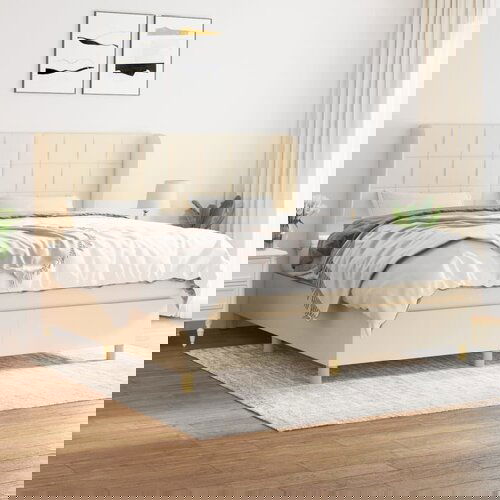  The Living Store Box spring postelja z vzmetnico krem 180x200 cm blago - Box Spring Postelja, (21450107) Slike