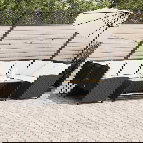 vidaXL Vrtna sofa od poliratana s jastucima crna Cene