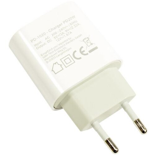 InterTech PD-1020 USB-C 5V 20W hitro polnjenje beli polnilec Slike