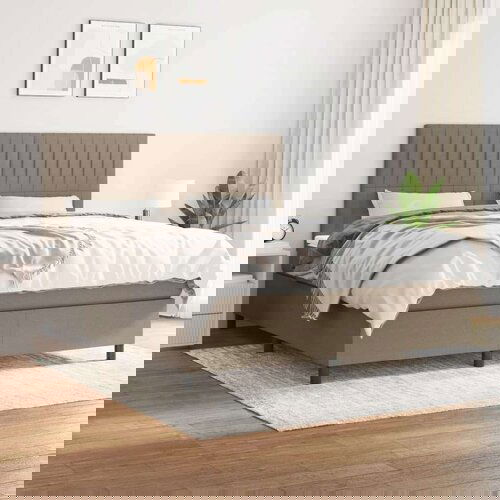  Box spring postelja z vzmetnico taupe 160x200 cm blago, (20895613) Cene
