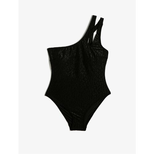 Koton One-Shoulder Swimsuit Window Detailed Textured Lined Cene