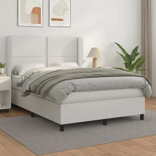  Box spring postelja z vzmetnico bel 140x190 cm umetno usnje, (20900325)