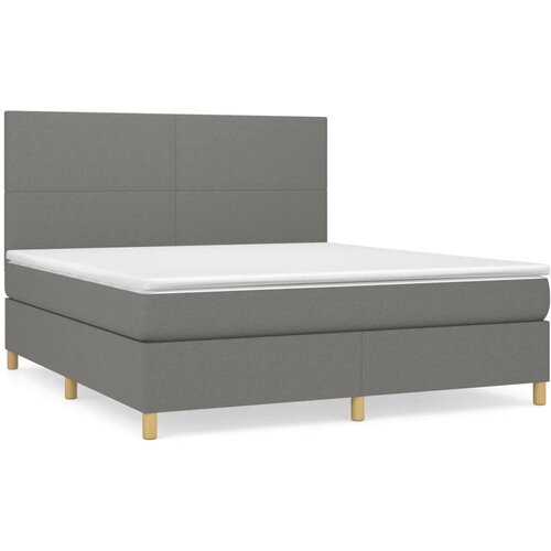 VidaXL Box spring postelja z vzmetnico temno siva 160x200 cm blago, (20790346) Slike