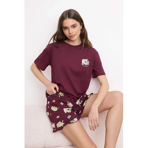 TRENDYOLMILLA ženski set pidžama Thmss26Pt00174, Plum-Purple Cene