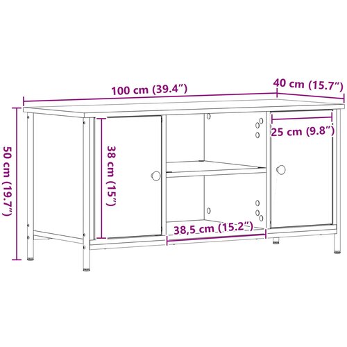 vidaXL TV omarica Črna Oreh 100x40x50 cm Izdelano iz lesa in jekla Cene