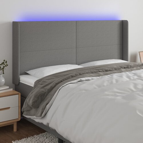  LED uzglavlje tamnosivo 183 x 16 x 118/128 cm od tkanine Cijene