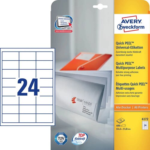 Avery Zweckform Univerzalne etikete 64,6 x 33,8 mm - 25/1 Cene