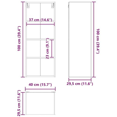 VidaXL viseći ormarić s policom riga sonoma hrast 40 x 29,5 x 100 cm Slike