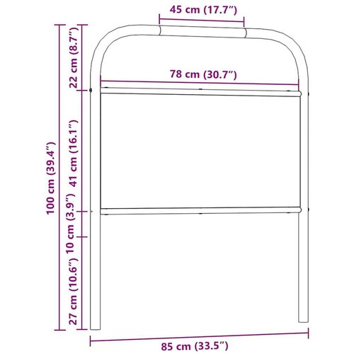 vidaXL Posteljno vzglavje sonoma hrast 80 cm jeklo in inž. les, (21611711) Cene