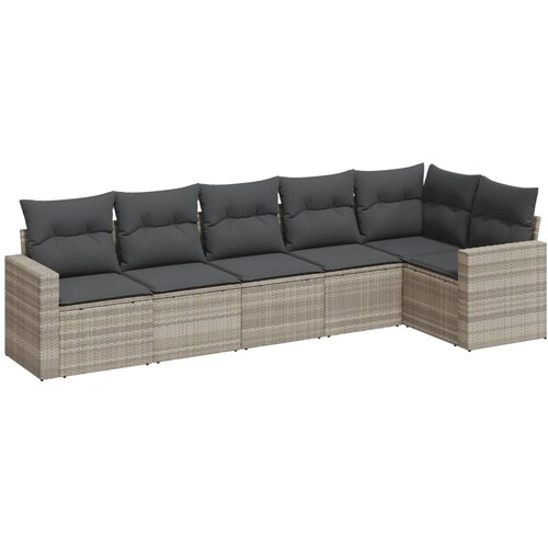  6-dijelni set vrtnih sofa od poliratana s jastucima svjetlosivi Slike