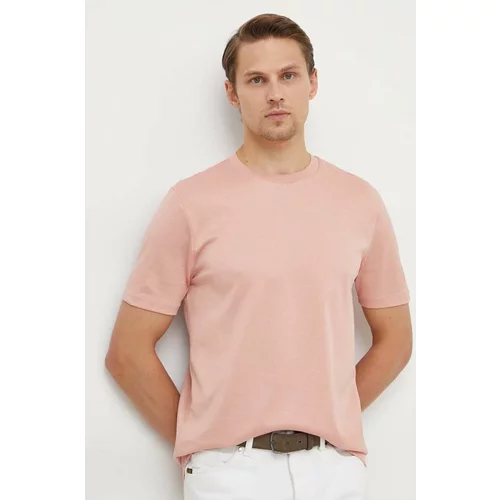 Boss Bombažna kratka majica moški, roza barva