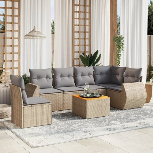 VidaXL 7-dijelni set vrtnih sofa od poliratana s jastucima bež Slike