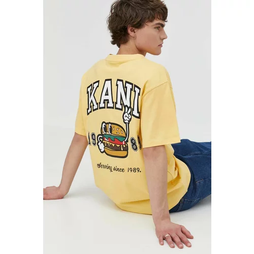 Karl Kani Bombažna kratka majica moški, rumena barva
