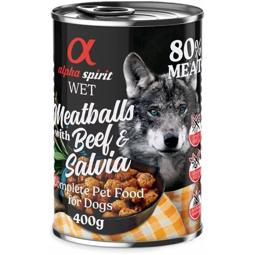 Alpha Spirit Dog Meatballs 6 x 400 g - govedina in žajbelj