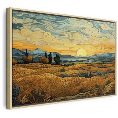  Slika - Impressionistic fields - painted golden landscape with fields of grain 120x80 Cene