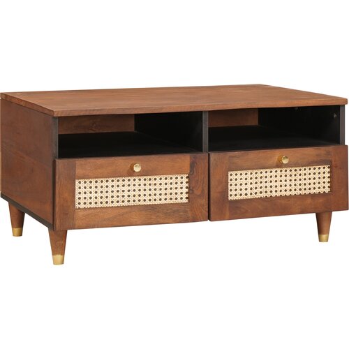 VidaXL Klubske mizice Rjava 80 x 54 x 40 cm Trska in masivno mango les Slike