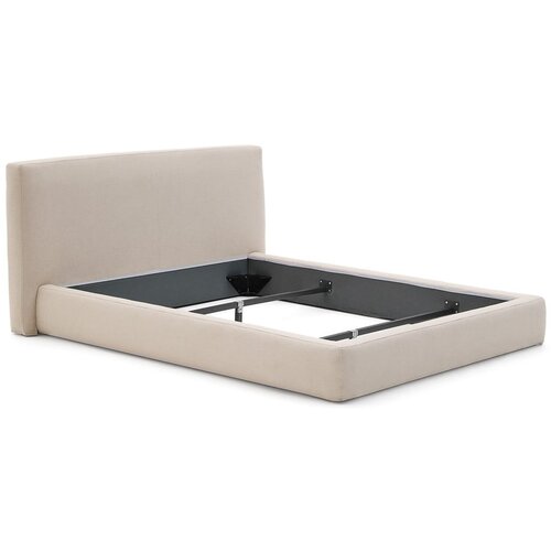 Kave Home Bež tapecirani bračni krevet bez podnice 160x200 cm Blok – Cijene