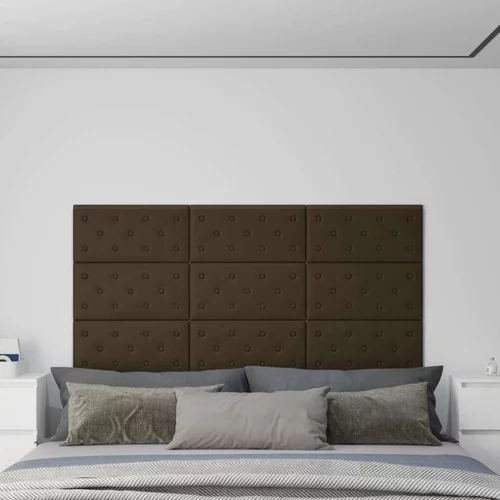  Zidne ploče od umjetne kože 12 kom smeđe 60 x 30 cm 2 16 m²