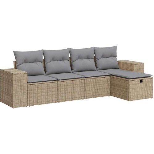 vidaXL 5-dijelni vrtni set sofa s jastucima bež od poliratana Cijene