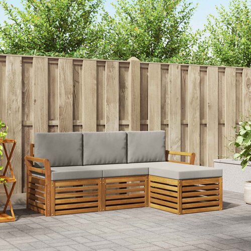  Set vanjskih sofa 4 kom. Prirodna i svijetlo siva Bijela 193,5 x 122,5 x 73 cm Slike